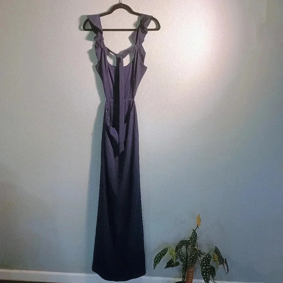 Lulus Sweetest Entrance Navy Blue Ruffled Tie-Back Maxi Dress/Large NWOT - Picture 11 of 16